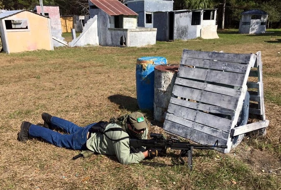 Overview of the Amerika paintball field with container buildings