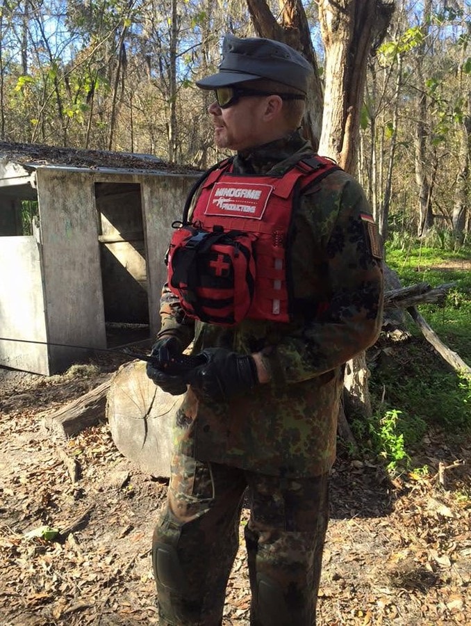 Player prone with rifle at the Amerika field
