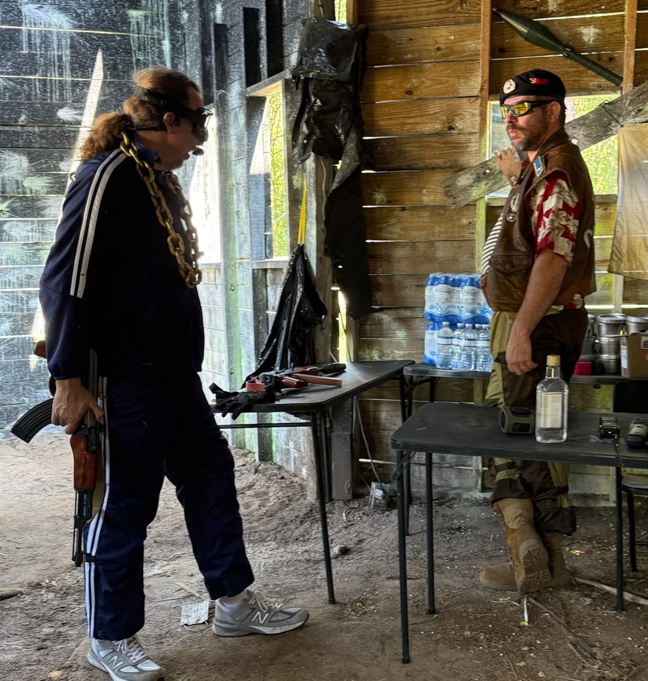 Two players under a shelter at The Zone event